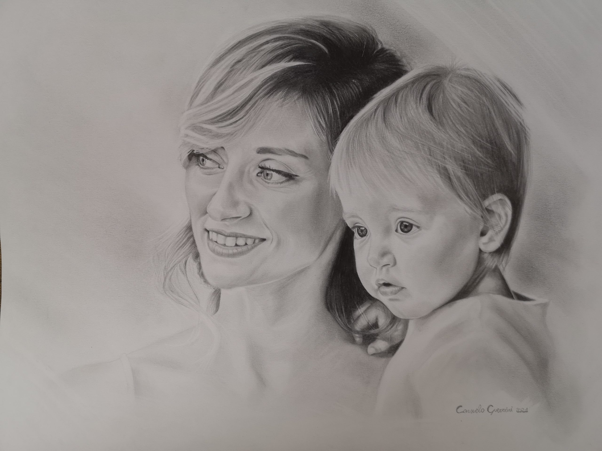 ritratto di famiglia a matita disegno a matita